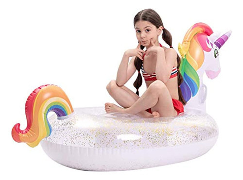 Joyin Flotador Inflable De Unicornio Para Piscina Con Brillo