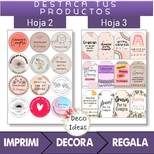 Imagen 3 de 5 de Kit Imprimible 04 Para Emprendedores Etiquetas Tag Stikers