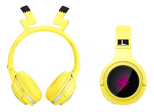 Fone Over-ear Bluetooth Wireless Pikachu Som Top Cor Amarelo