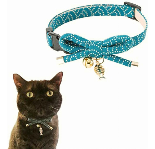 Necoichi Collar De Gato Con Dije De Pez Zen (azul)