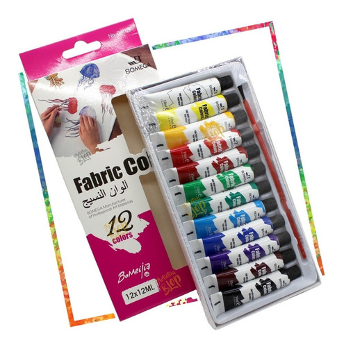 Pintura Para Tela Pomos 12 Colores Decora Remeras Zapatillas