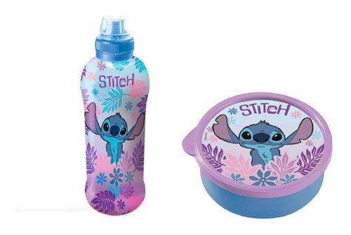 Stitch Contenedor Redondo + Botella Avon Muy Practico 