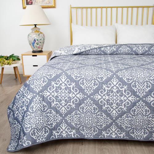 Colcha Jacquard Medallón Doble Vista, King Size Dormireal