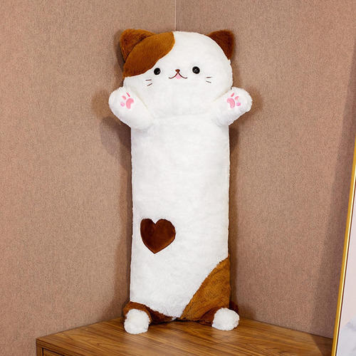 Almohada De Felpa Larga De Dibujos Animados, Marrón