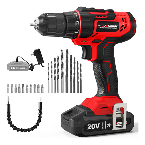 20v Lithiumion Cordless Drill Set, 18+1 Drill Kit With ...