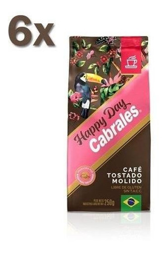 6x Cafe Molido Cabrales Happy Day 250gr 1,5kg Sin Tacc