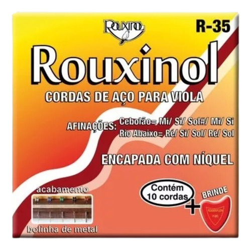 10 Encordoamentos Para Viola 10 Cordas Rouxinol 011 R35