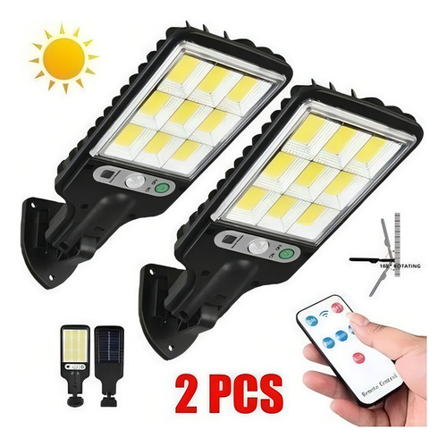 2pcs Luces De Calle Solares Focos Al Aire Libre 200w Color White-neutral