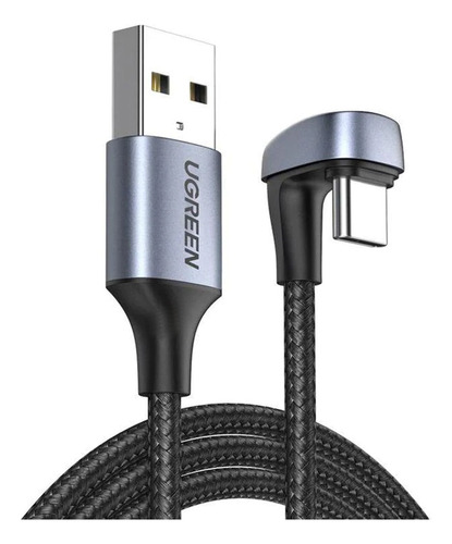 Cable de carga angular Ugreen USB a USB C de 2 m, color negro