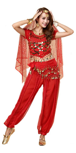 Trajes De Danza Árabe Bellydance Con Accesorios Para Adu [u]