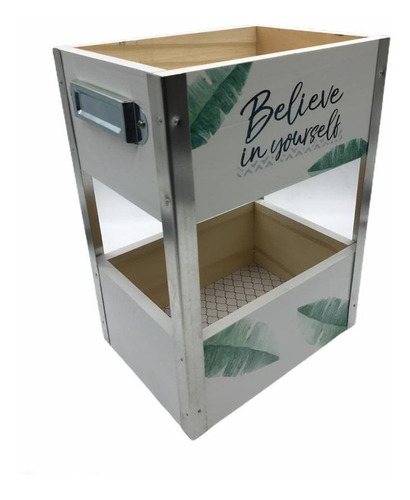 Cajon Deco Madera Estampado Chico 2 Niveles