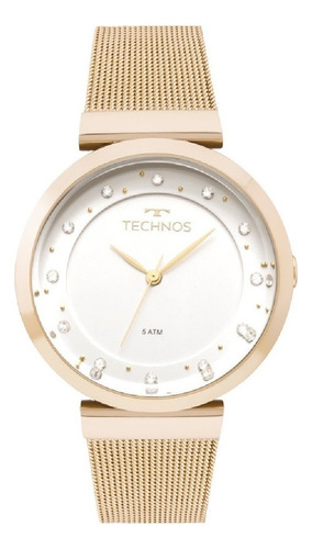 Relógio Technos Crystal Feminino Aço 2035mmx/4x Cor da correia Dourado Cor do bisel Dourado Cor do fundo Branco