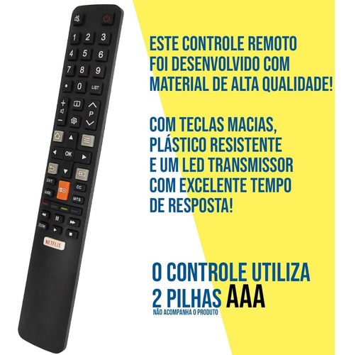 Control remoto de TV TCL Smart RC802n L55s4900fs Netflix Globo