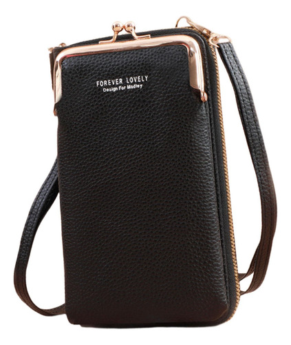 2 Bolso Bandolera Para Teléfono Móvil Monedero Negro