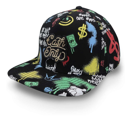 Gorra Cash Only Snapback Full Print Negro Unitalla