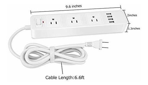 Sobretension 2 Clavija 3 Toma 4 Puerto Usb Cable Extension