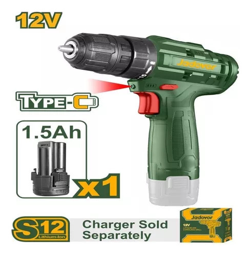 Taladro Inalambrico 12v Max Torque 20nm 750rpm Puerto Tipo C