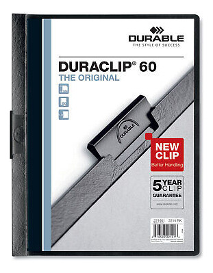 Duraclip Report Cover Clip Fastener 8.5 X 11 Clear/black Vvc