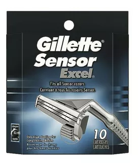 Gillette Sensor Excel Men's Razor Blade Refills, 10 Count