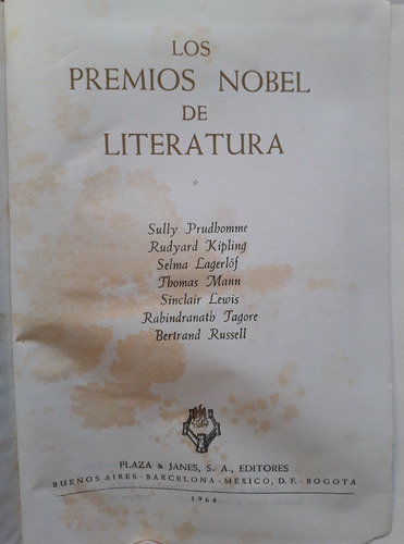 Premios Nobel De Literatura Vol 1 1954pag 7 Autores Sin Lomo
