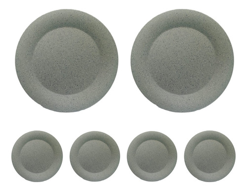 De 6 Platos Trinche Melamina Color Gris 9 22.6x2.2 Jaspeado