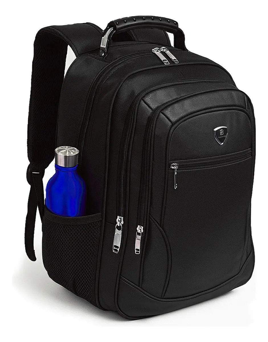Mochila Masculina Faculdade Impermeável Resistente Grande Trabalho Escola Cor Preto Desenho Do Tecido Liso