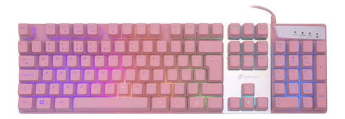 Teclado Gamer Semi Mecanico Oex Rosa Pink Com Led Prismatic