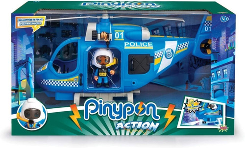 Pinypon Action Helicoptero Policia C/luz Muñeco Piloto Orig