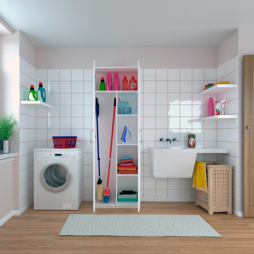 Mueble Organizador Despensero Escobero 2 Puertas 4 Estantes