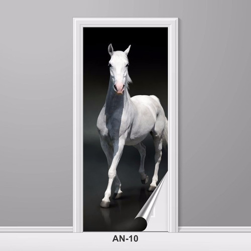 Adesivo Para Porta Animais Cavalo De Raça Branco An-10