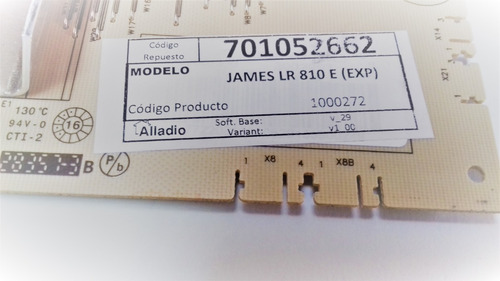 Imagen 2 de 3 de Plaqueta Lavarropas James Lr-810