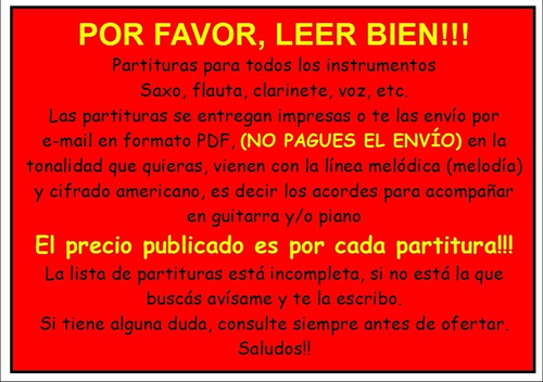 Partituras De Música Internacional Para Todos Los Instrum.