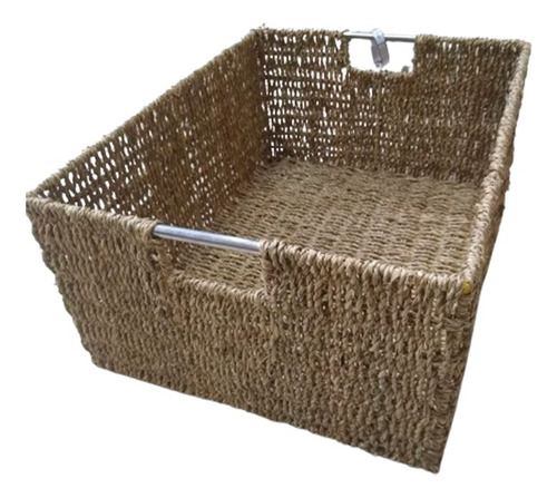 Canasto Cajón Seagrass Manija/metal Organizador 26x18x13 N1 