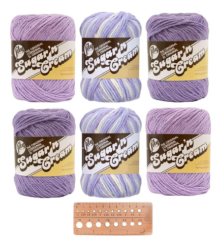 Lily Sugar 'n Cream Yarn Bundle 100% Algodón Peinado #...