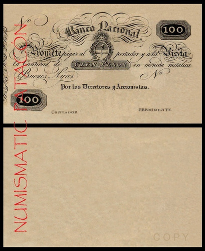 Billete 100 Pesos Banco Nacional 1826 - Copia 349