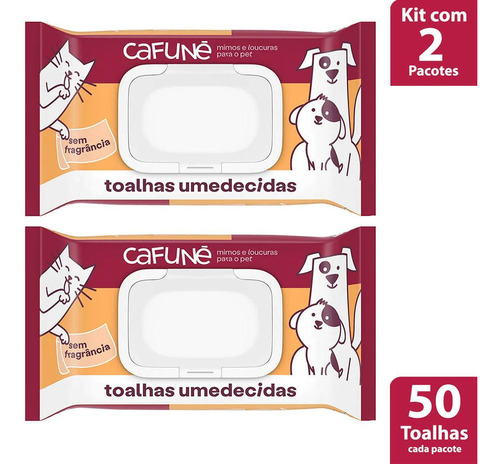 Kit 2 Toalhas Lenços Umedecidos Para Pet Cães Gatos 20x15cm