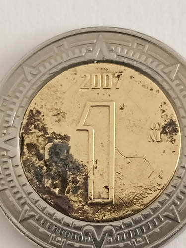1 Moneda De $1.00 Año 2007 Bimetálica C/gran Error 