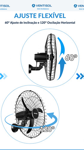 2 Ventilador De Parede 147w 60cm 3p 127v/220v Osc Grade Aço 60 Cm 50 Preto Preto Plástico 3
