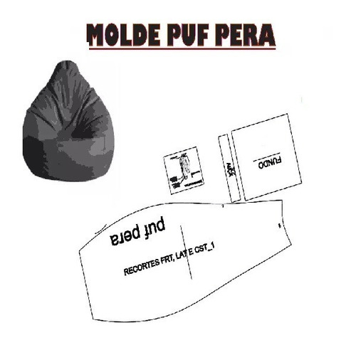 Kit Patrones Puff  Molde Muebles Forma De Pera