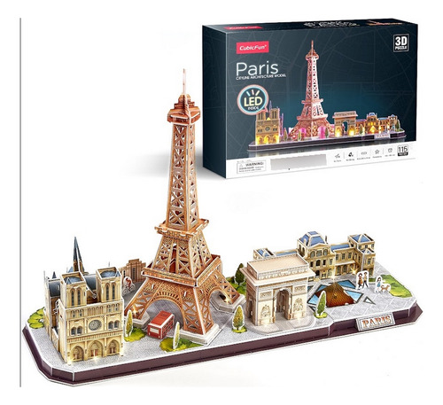 Cubic Fun Rompecabeza 3d Con Led Ciudad París Francia 115 Pi