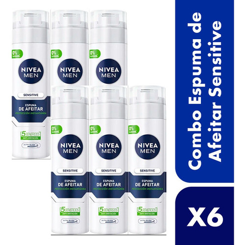 Combo Espuma Afeitar Sensitive Nivea X 6 Unidades