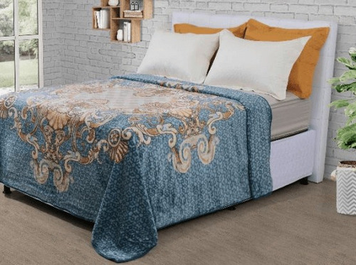 Cobertor Queen Estampado Sonhare Raschel 420 G/m² Azul