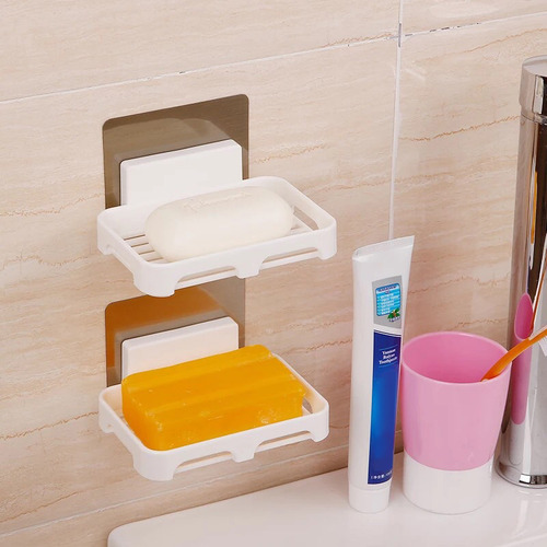 Dispensador De Jabón De Baño De Plástico Con Autoadhesivo