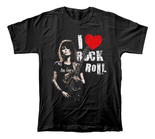 Camiseta Algodón Peinado Estampado De Música Rock And Roll