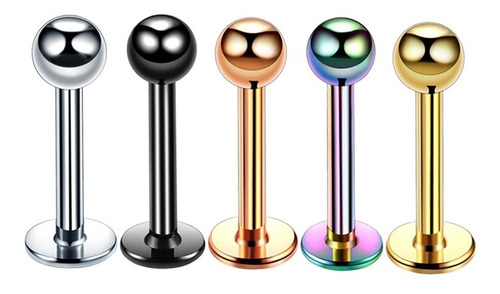 10 Piercings Tragus Labret Medusa Bolinha 3 Mm Atacado Aço Cor Preto 8 Mm