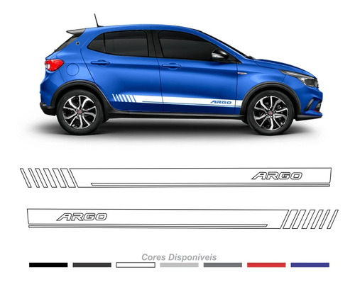 Par Adesivo Faixa Lateral Fiat Argo Azul Personalizado