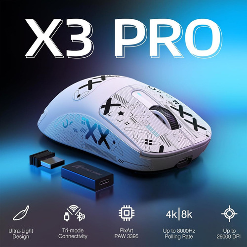 Ratón Inalámbrico Attack Shark X3pro 8k Paw3395 26 Kdpi 650