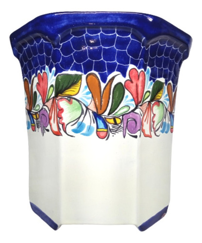 Artesanía Mexicana Maceta De Talavera Octagonal