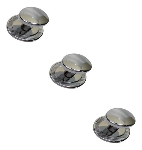 Kit 3 Puxador Beetle Com Base Granada Zen Cromado