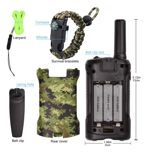 Walkie Talkies Para Niños 22 Canales 2 Vías Radio 3 Milla...
